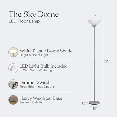 Sky Dome Dimmable LED Floor Lamp (Platinum Silver)