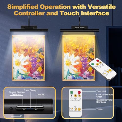 Dimmable Cordless Picture Light with Controller and Timer