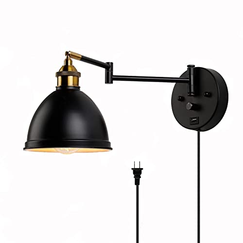 Swing Arm Wall Sconces (Metallic black)