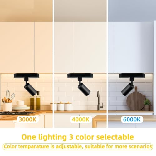 Mini Track Lighting Kit 3CCT 2PCS Black Flexible Space Saving (Black 3CCT / 2‑Light 0.6Ft Track Kit)