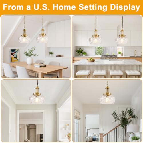 Plug in Pendant Lights Kitchen Island (1 Pack-Brushed Gold-10"(Plug-and-Play))