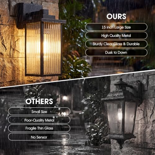 18" Dusk to Dawn Outdoor Wall Light (Black / 18''-1 Pack)