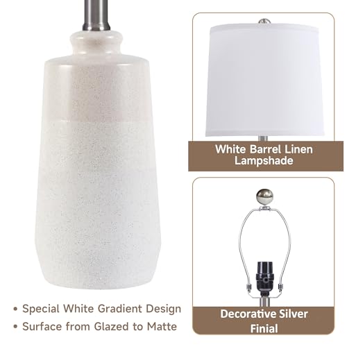 20.5" Ceramic Nightstand Lamps Set of 2 for Bedroom (WH-S)