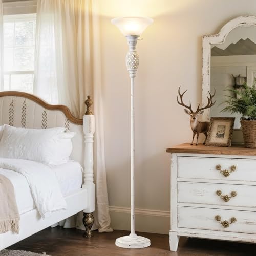 70" Floor Lamp for Living Room with Nightlight (White)