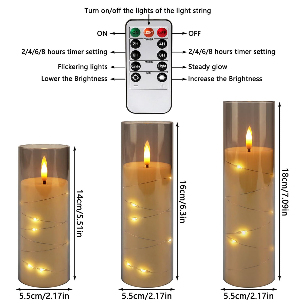 Halloween Decoration Flickering Flameless Candles - 24 Pack, Grey-2