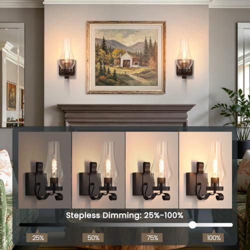 Vintage Battery Operated Wall Sconces Set of 2 (Bronze / Battery Operated)