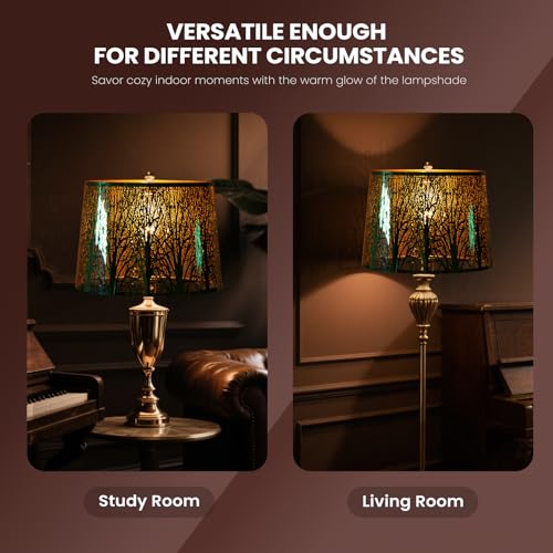 Stainless Steel Large Drum Lampshade (Green/Gold)