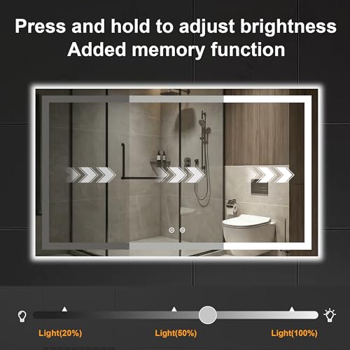 30x50 LED Bathroom Mirror with Lights (Rec Corner-3 Light Modes / 30"L x 50"W)