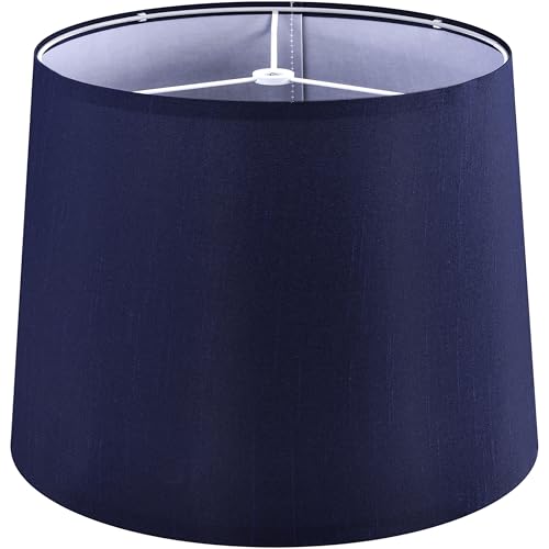 Charming Blue Lamp Shade Medium Drum (11"×13"×10"-1 Pc / Blue Natural Faux Silk)