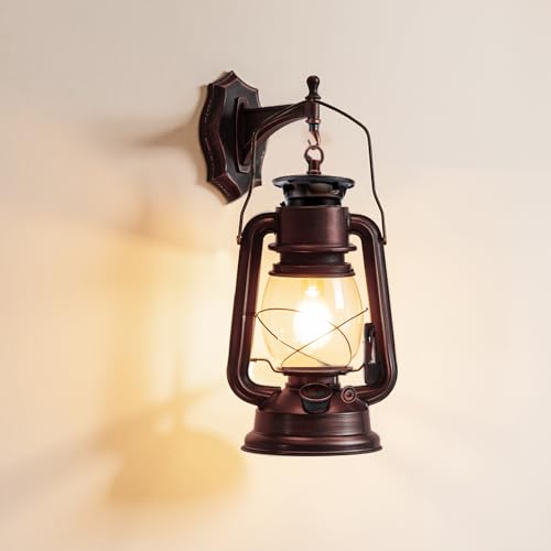 Industrial Rustic Wall Sconce Lantern Light (Red Bronze / 2pcs)