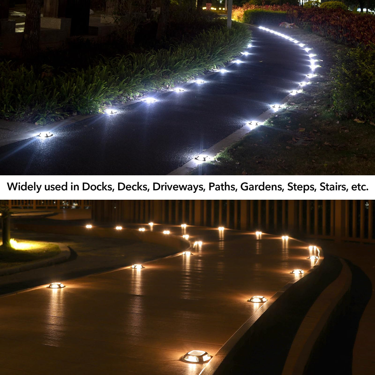Solar Driveway Light Outdoor 1 Pack (Warm White & Cool White, Black / 1 Pack)