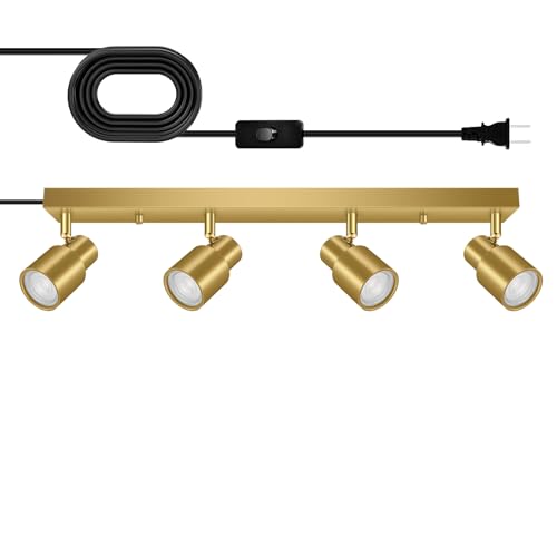 Plug in Track Lighting (Gold / 23" 4-Light Track Lighting)