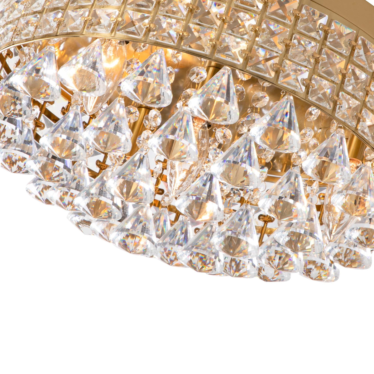 4 Lights Brass Crystal Chandelier (15"Wx7.3"H / Brass)