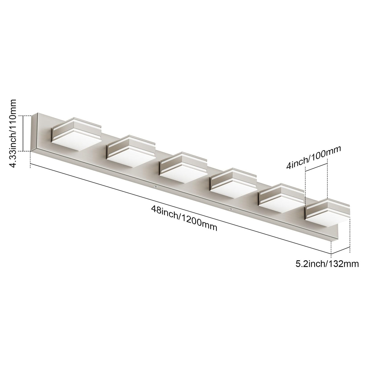 48inch Brushed Nickel Bathroom Vanity Light 6 (Brushed Nickel / 48 inch)