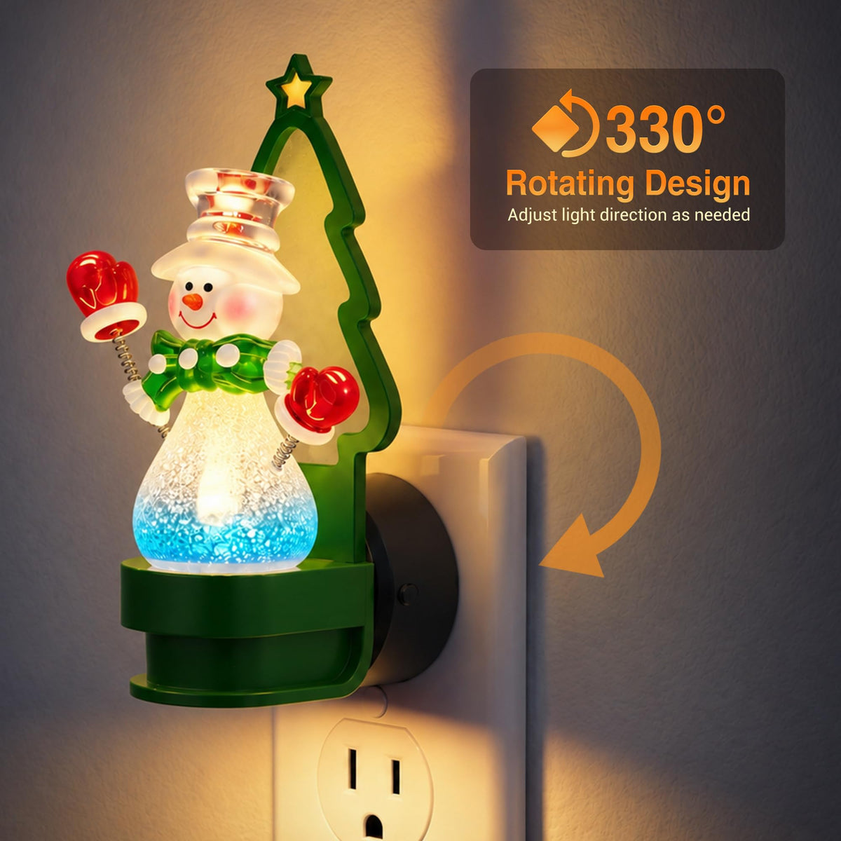 2 Pack Christmas Snowman with  Green Tree & Candy Night Light (Christmas Tree & Candy Canes / 2 Pack)