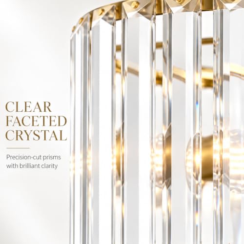 Gold Crystal Chain Chandelier for Dining Room (Gold / 3 Light)
