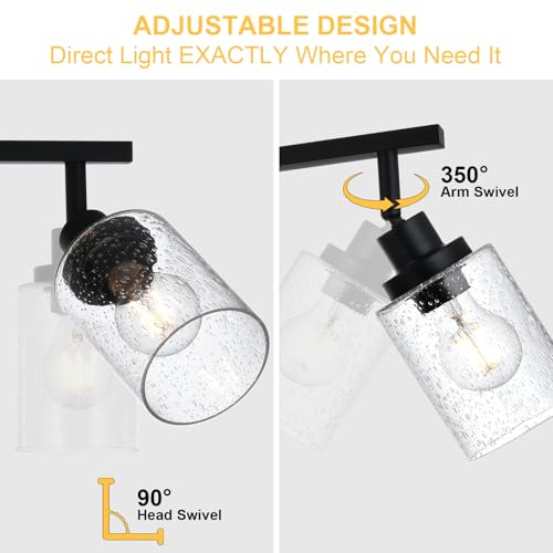 6 Light Black Track Lighting Kit Ceiling Mount Kitchen Track Lighting Fixtures (Black / 6-Light)