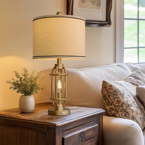 23.75'' Table Lamps Set of 2 for Living Room Bedroom Industrial Farmhouse Metal Touch Lamps with USB A+C Ports (23.75'' Champagne Gold - Set of 2)