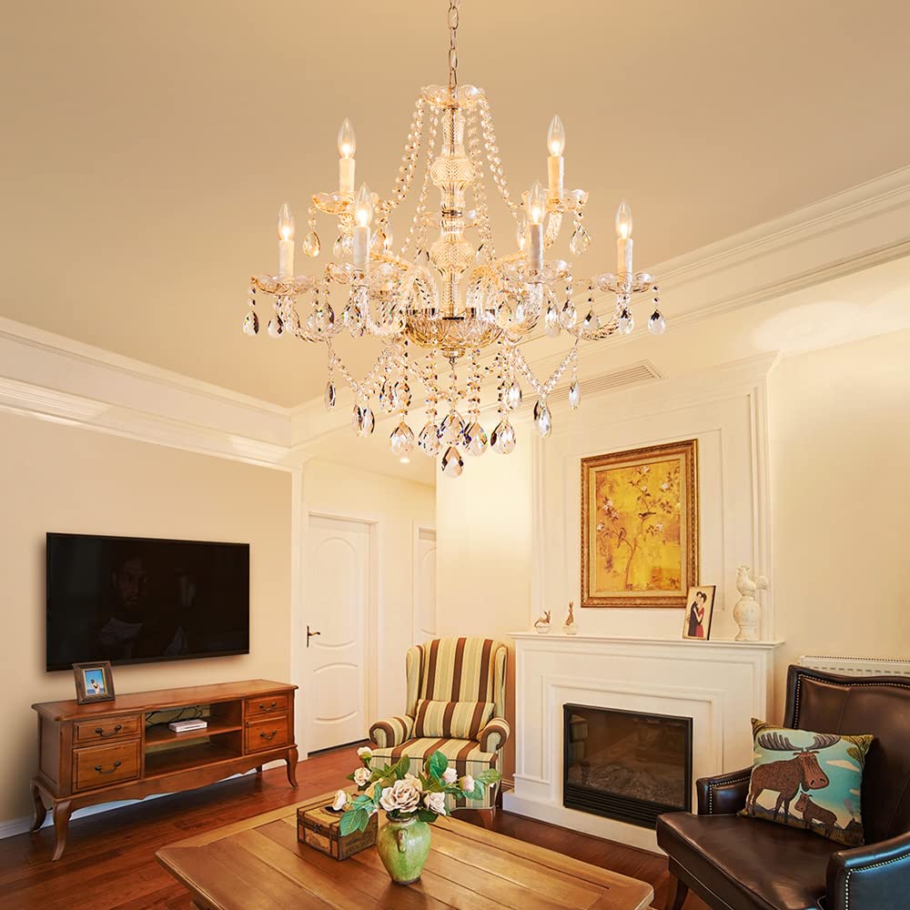 Saint Mossi 9 Light Modern Contemporary Elegant Crystal Glass Chandelier (Clear Crystal / W28" 2 Tier)