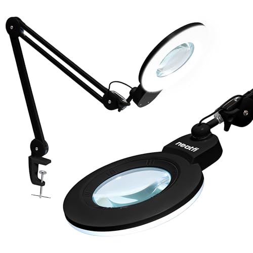 LED Magnifying Lamp (Black / 7-inch Lens, Non-CCT with Clamp)