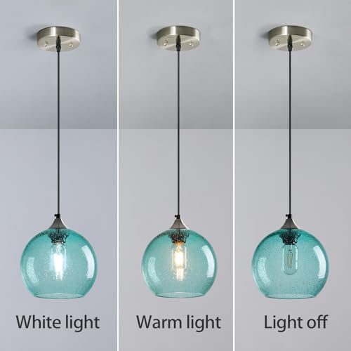 Aqua Pendant Lights Kitchen Island 2 Pack (Light Blue / M - 7.87 in)