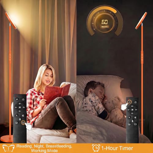 Floor Lamp Upgraded 40W 4000LM Super Bright Torchiere LED Floor Lamps for Living Room (Orange)