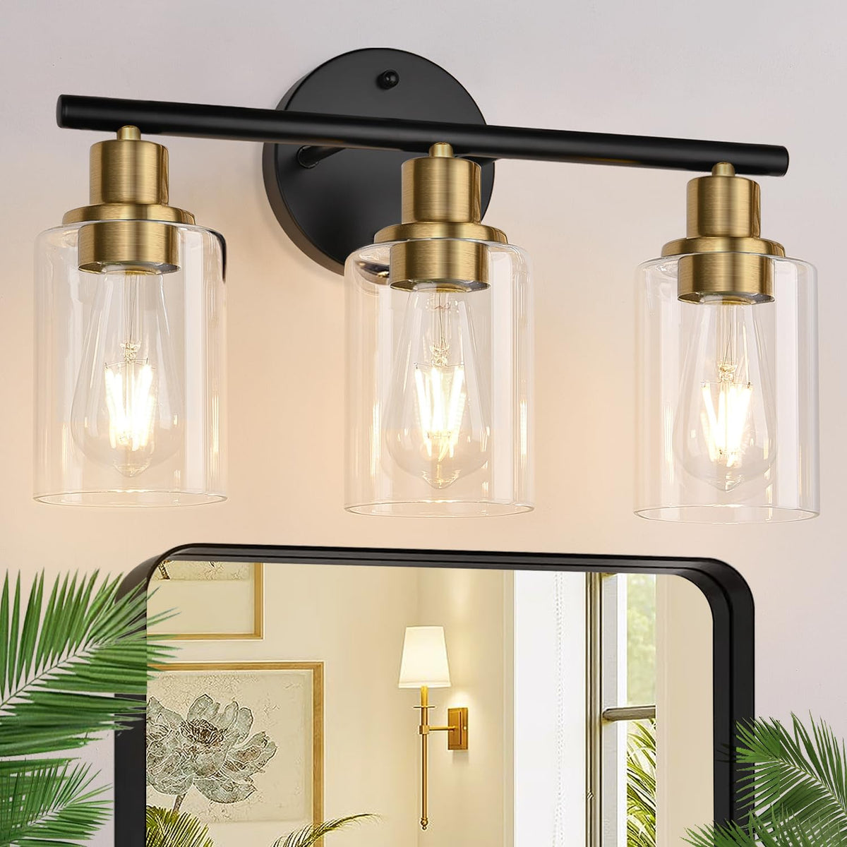 3 Light Bathroom Light Fixtures (Black and Gold / 3-light)