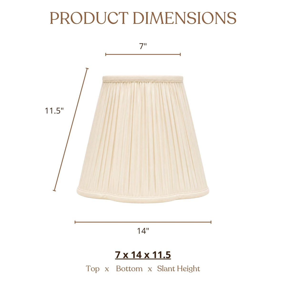 BS-754-14EG Bottom Scallop Gather Pleat Basic Lamp Shade, 7 x 14 x 11.5, Eggshell (Eggshell / 7 x 14 x 11.5)