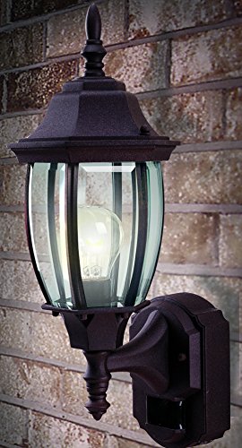 HZ-4192-BK Six-Sided Die-Cast Aluminum Lantern, Black with Beveled Glass