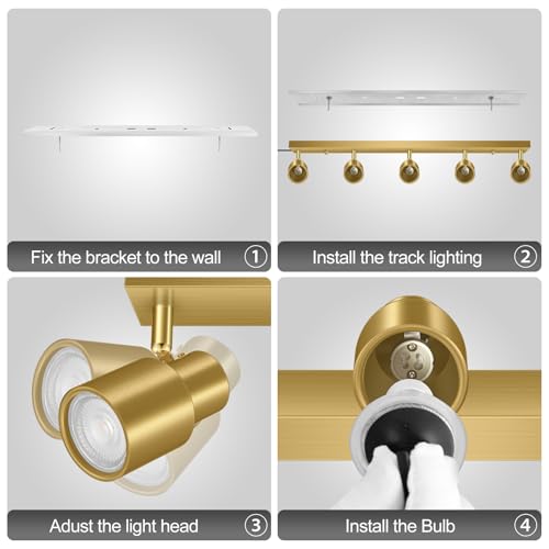 Track Lighting Plug in (Gold / 30" 5-Light Track Lighting)