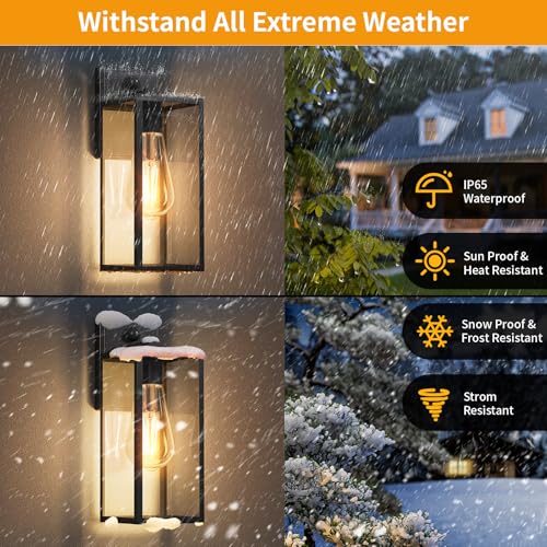 15'' Black Motion Sensor Outdoor Front Porch Lights for Outside (14.8'' / Black)