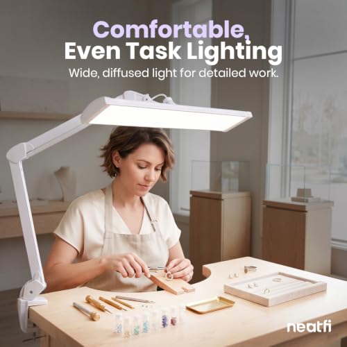 Pro LED Desk Lamp with Clamp (White-6 / 24-Inch Wide Shade)
