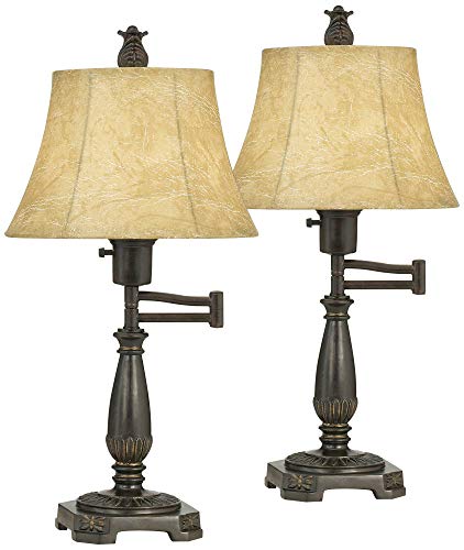 Andrea 22 1 2" High Table Lamps Set of 2 Swing Arm Bronze Brown Traditional (Bronze - Set of 2)