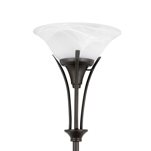 63361 Gatineau 71" Dark Bronze Floor Lamp with Alabaster Glass Shade (Rustic)