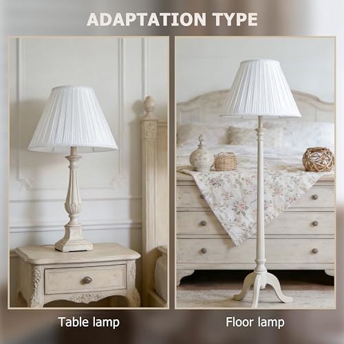 White Pleated Lamp Shades Set of 2 6"×13"×9.8" Bell Shade (6*13*9.8in / White-2 Pack)