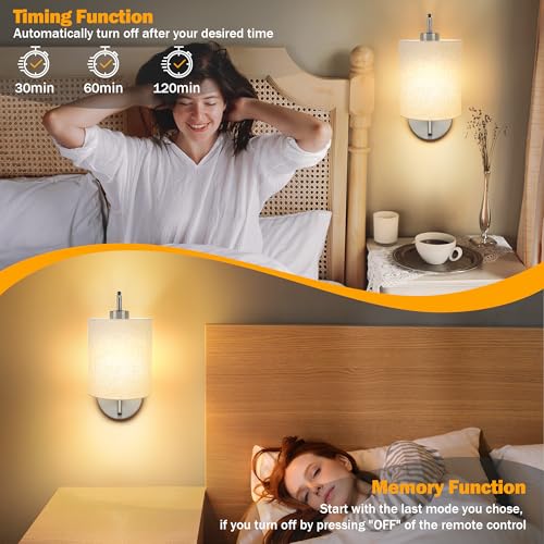 Battery Operated Wall Sconce Set of 2 (Brushed Nickel / Linen / Large)