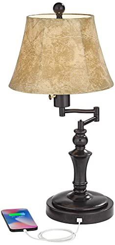 Corey 21 3 4" High Table Lamp USB Bronze Brown Traditional Swing Arm Hotel (Bronze)