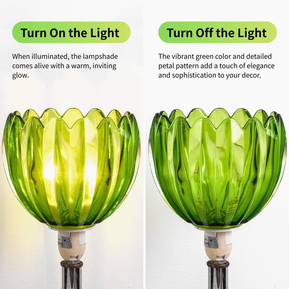 Green Tulip Glass Lamp Shades 3Pcs (Tulip Green / 3 Pack)
