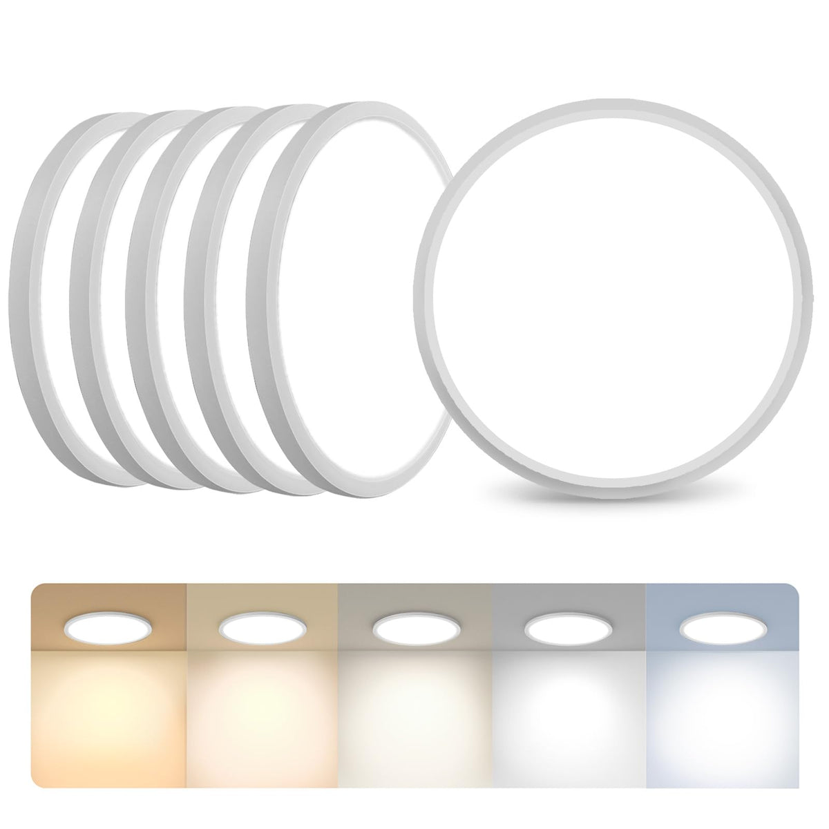 6 Pack 7 Inch LED Flush Mount Ceiling Light Fixture (White / 7inch-6Pack)