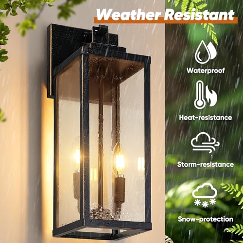 2 Pack 18” Large Motion Sensor Outdoor Wall Lights (Bronze / 18in)