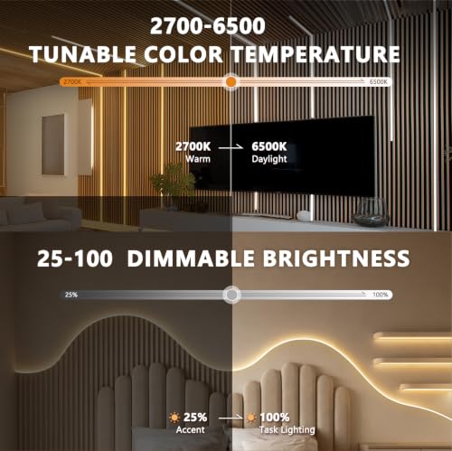 16.4ft 24V Silicone Recessed LED Strip for Wood Slat Wall Panels
