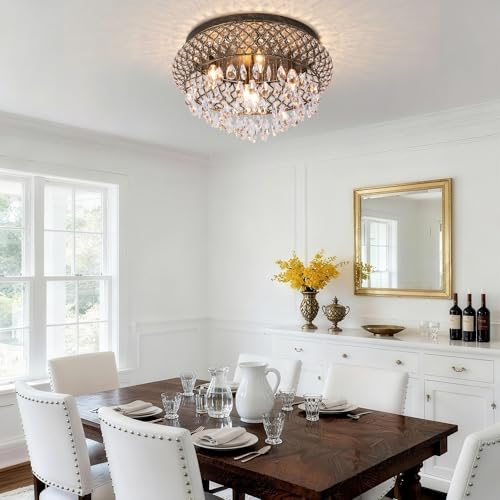19.5'' Crystal Bronze Chandelier (19.6"Wx11.3"H / Bronze)