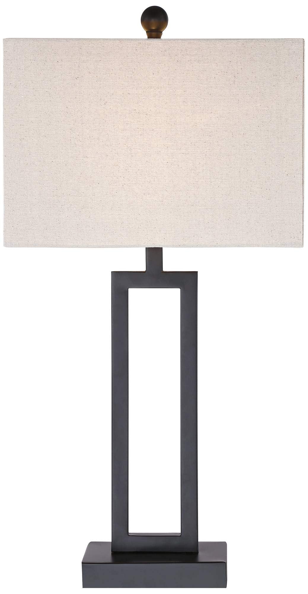 Aston 26" Tall Table Lamp Black Finish Open Rectangle Modern (Single - Black)