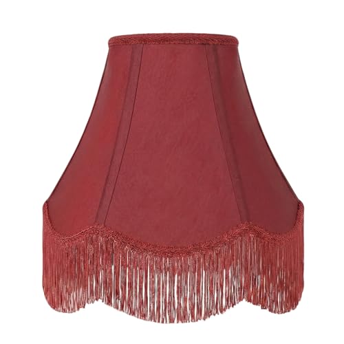 Burgundy Bell Fringe Lamp Shade (Red Tassels — 1 Pack / Medium — 6" x 13" x 10.6")