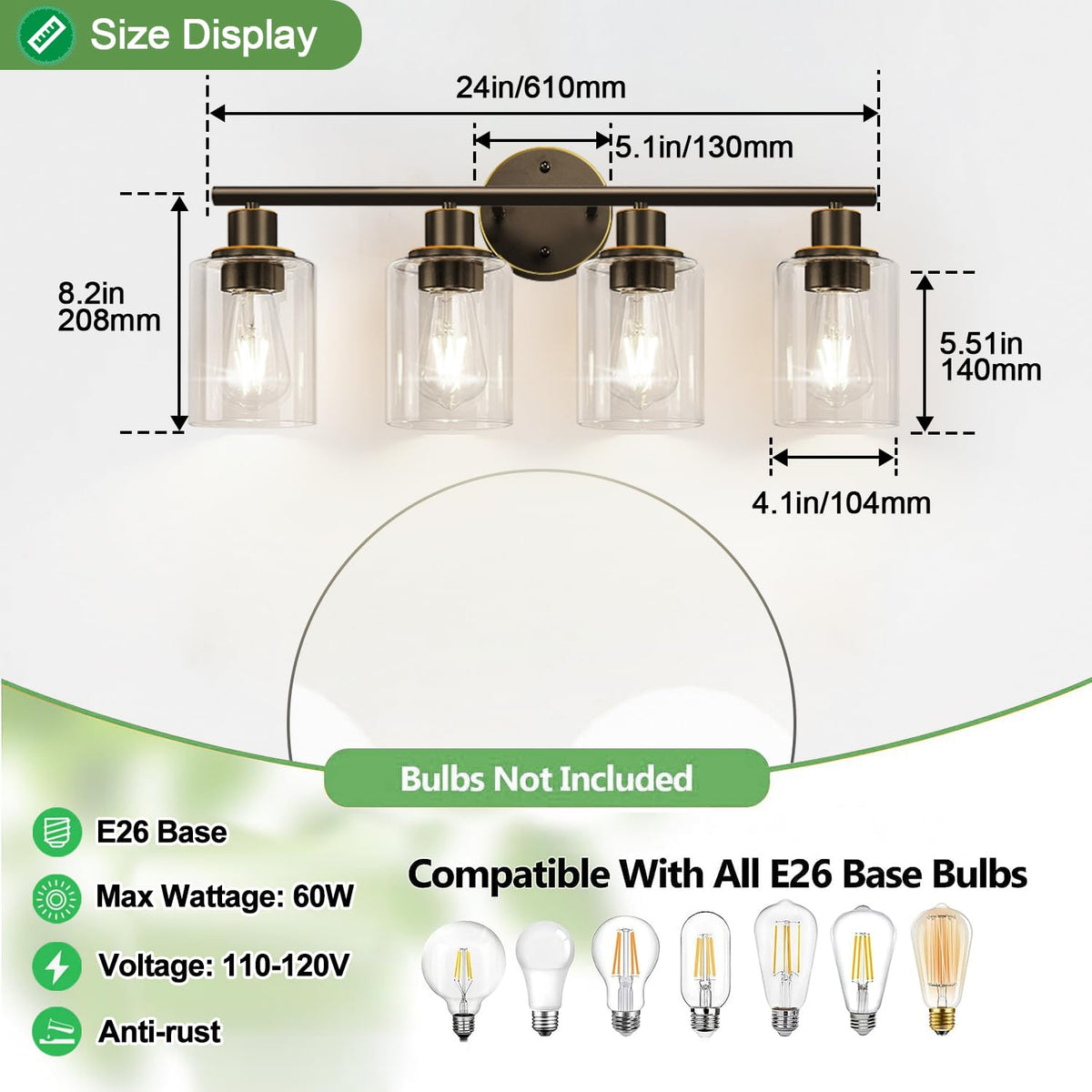 4 Light Bathroom Light Fixtures (Brown and Gold / 4-light)