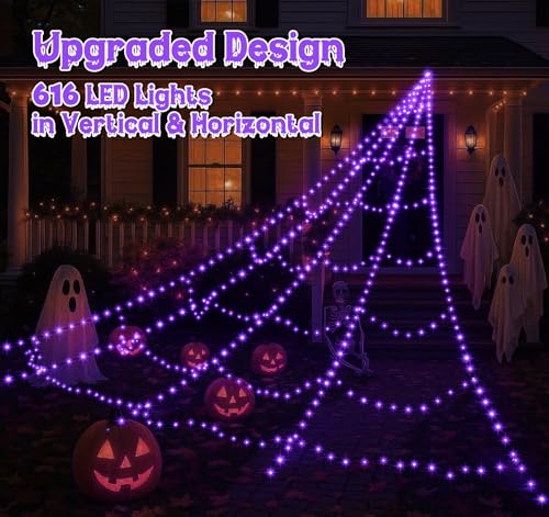 Spider Web Lights for Halloween Decorations Outdoor