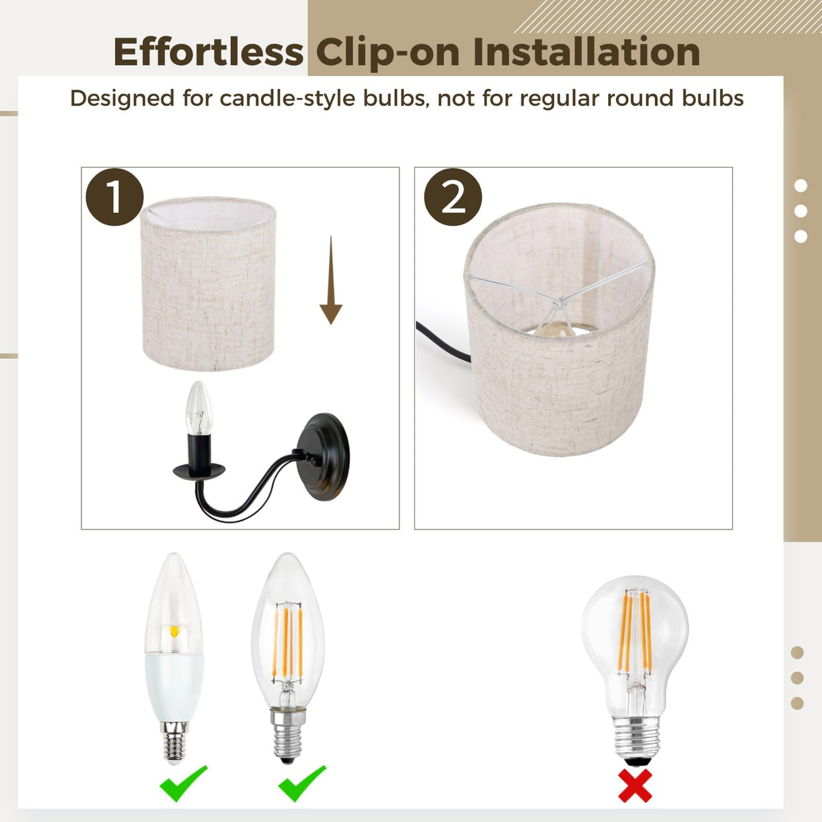 Chandelier Lamp Shades (Linen-6PCS)