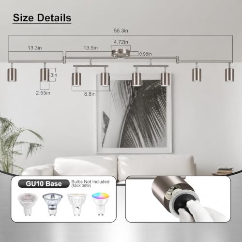 8 Light Track Lighting Fixtures Ceiling (8 light -brushed nickel)