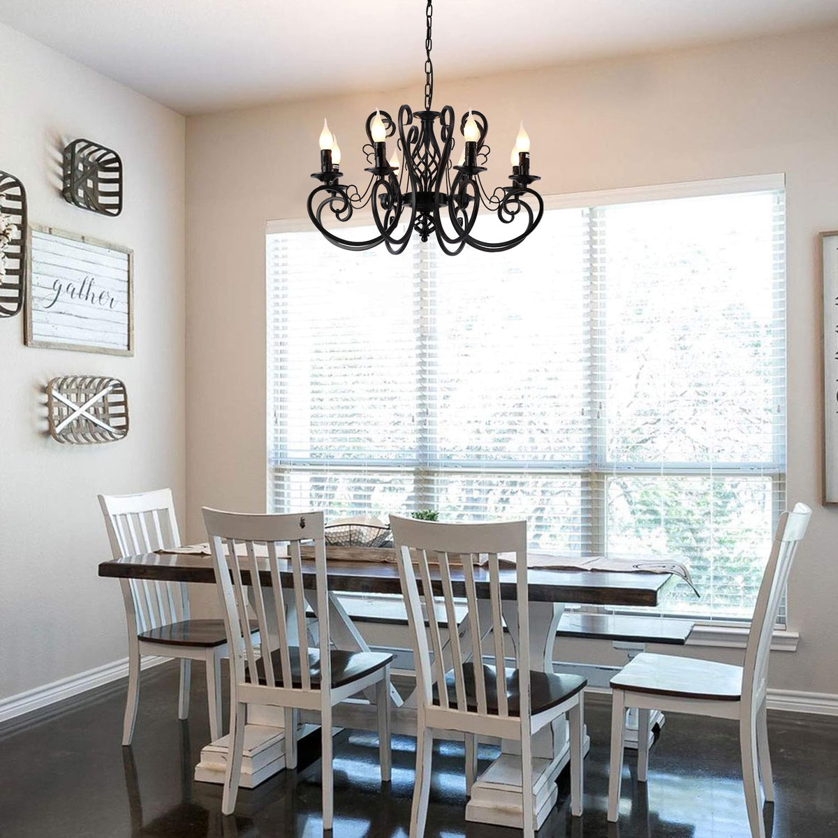 8 Light French Country Chandelier (Black/8 Lights)