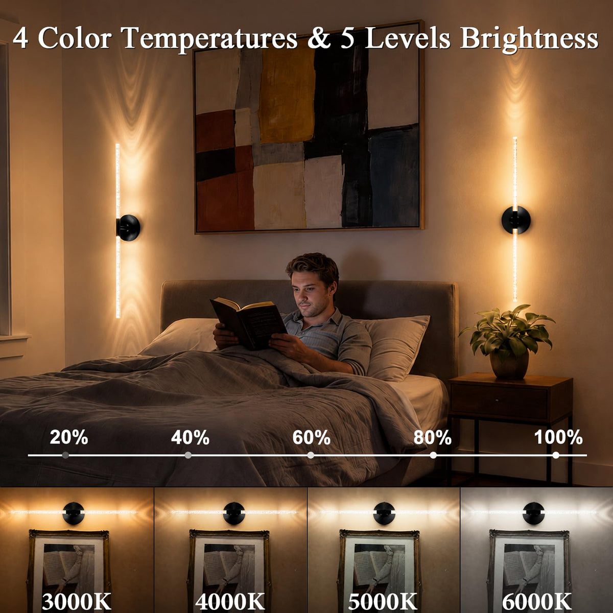 10000mAh Battery Operated Wall Sconce Lights Set of 2 (Bubble Crystal Black / Set of 2)